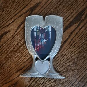 Things Remembered Wine Glass Heart Wedding Picture Frame Silver Black
